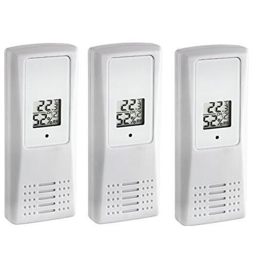 3 capteurs Argent Thermomètre Hygromètre sans fil TFA 30.3054 Klima-Monitor 