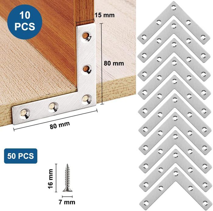 10 Pcs Equerre Plate Équerre Angle En Forme De L Connecteur Métallique ...