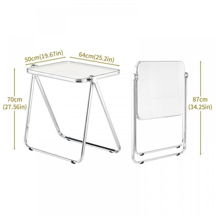 Table Pliable en Acrylique Transparent VIVOLILV,Pas de Montage Requis ...