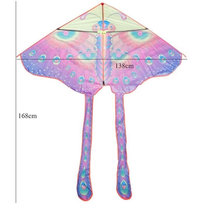 Cerf-volant Facile Pour Enfants Et Adultes – Avec Queue Colorée, Ligne De 50 M Et Poignée – Sac De Rangement Inclus – Idéal Pour Plage Et Jardin