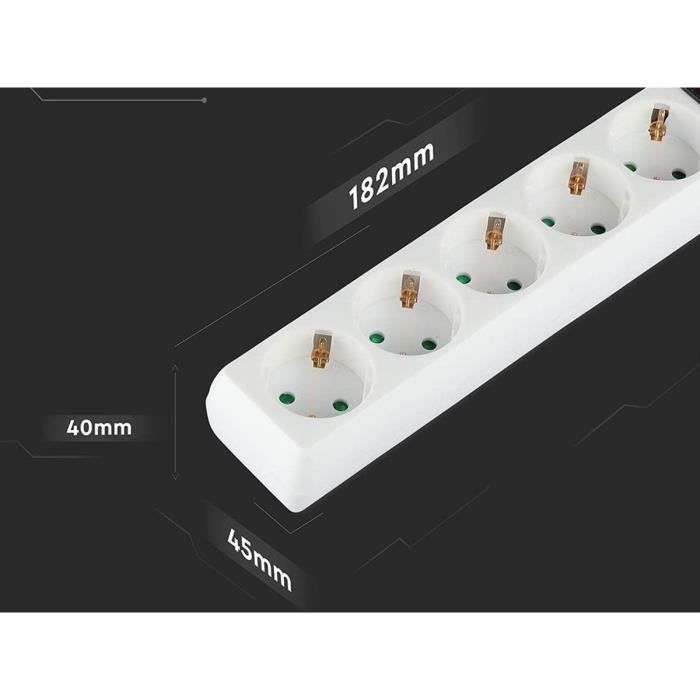 Multiprise Électrique Avec 5 Prises Schuko, Fiche Type Hybride F + E ...