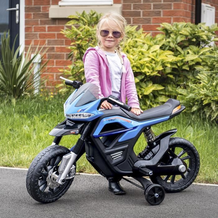 HOMCOM Moto électrique pour enfants de 18 à 36 mois chopper police 3 roue  6v effets lumineux et sonores vitesse max. 3 km/h topcase rouge