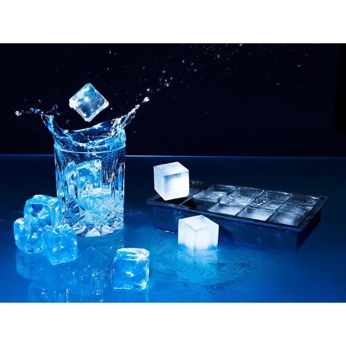 Quikobo Moule à glaçons en silicone - Lot de 3 moules à glace à boules,  grands cubes et moules à glace hexagonaux avec couvercle, bac à glaçons  flexible pour whisky, certifié LFGB
