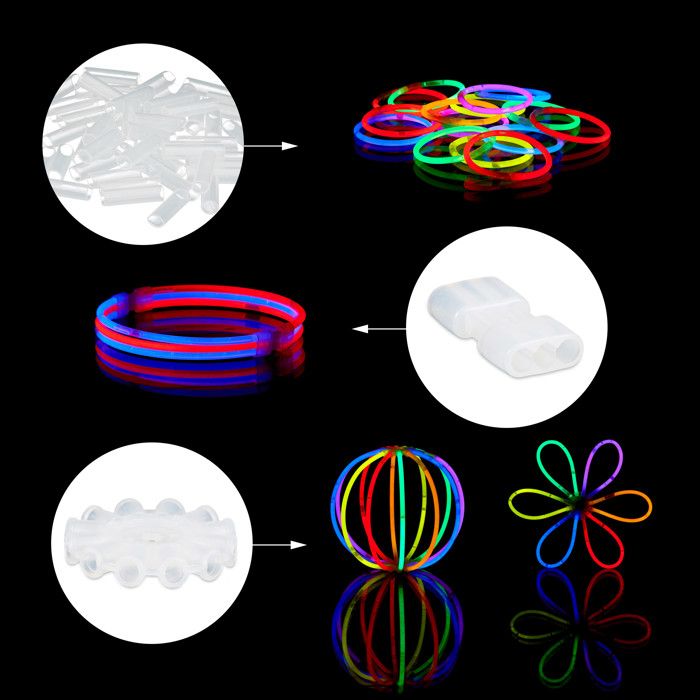 Pack De 224 Bâtons Lumineux Et Connecteurs Pour Fête - Enfants Et Adultes - Multicolore