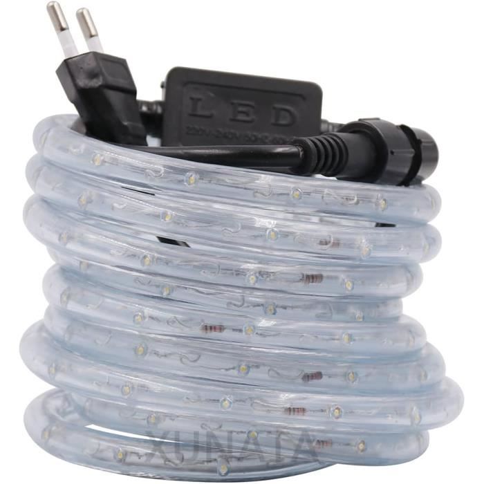 Ruban LED 5M 220V Blanc Chaud 120 LED/m - Étanche IP65 Avec Adaptateur - Décoration Intérieur Extérieur