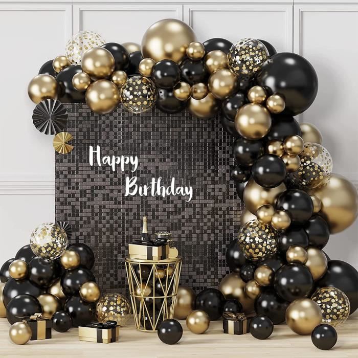 Ballons de décoration d'anniversaire - 108 pièces Kit d'arc de ballon noir  et or Décorations de fête d'anniversaire de mariage - Cdiscount Maison