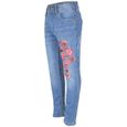 Enfants Filles Extensible Brodé Denim Jeans Mode Fanée Mode Jegging Confort Maigre Pantalon Âge 5-13 Ans-2
