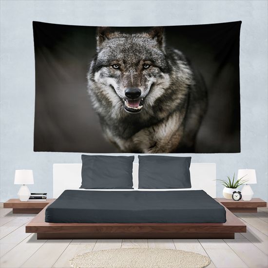 Décoration Chambre Salon Thème Nature SKOEUI Animal Loup Tapisserie Murale 230 X 180 Cm, Faune Décoration Murale Animaux