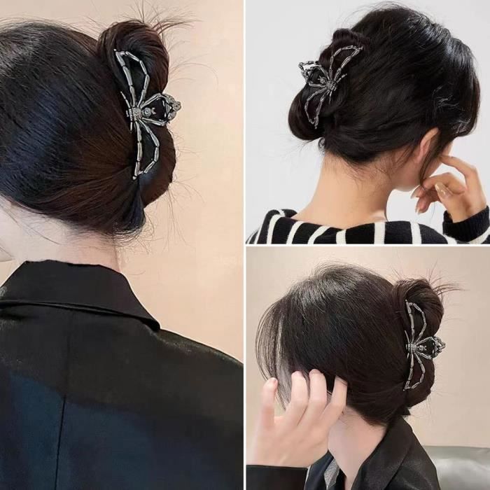 Barrettes Halloween Pour Enfants - Lot De 3 (nœud Papillon, Paillettes, Araignée) - Accessoires Cheveux Fête Déguisement
