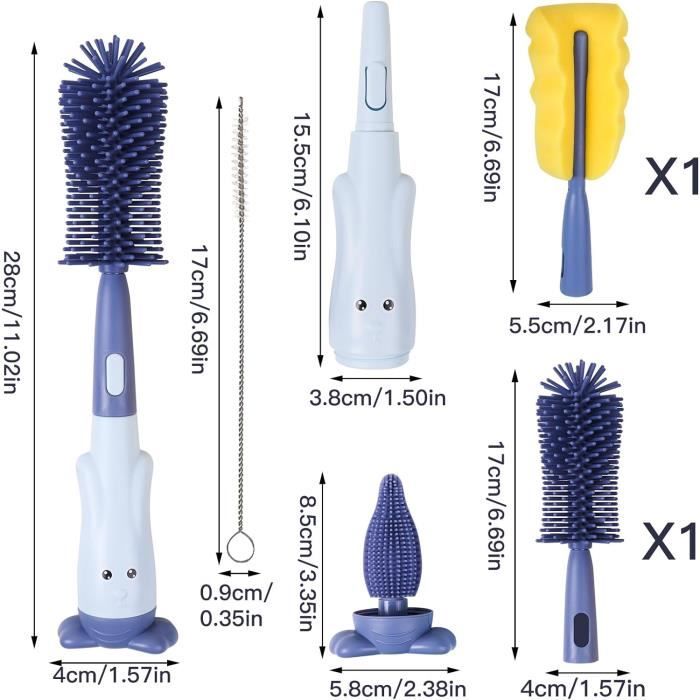 Lot De 2 Brosse Bouteille Silicone Souple – Goupillon Biberon Long Manche 29 Cm – Sans BPA, Lave-Vaisselle – Rose + Vert