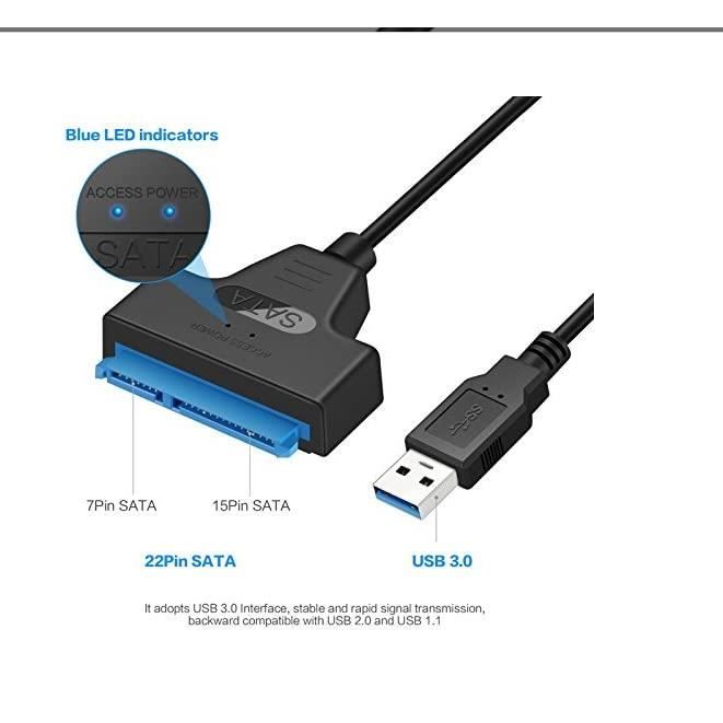 Adaptateur USB 3.0 vers SATA III Disque Dur pour 2.5 SSD/HDD Drives - SATA  ver USB 3.0 External Converter et Cable, USB 3.0 pour ss - Cdiscount  Téléphonie