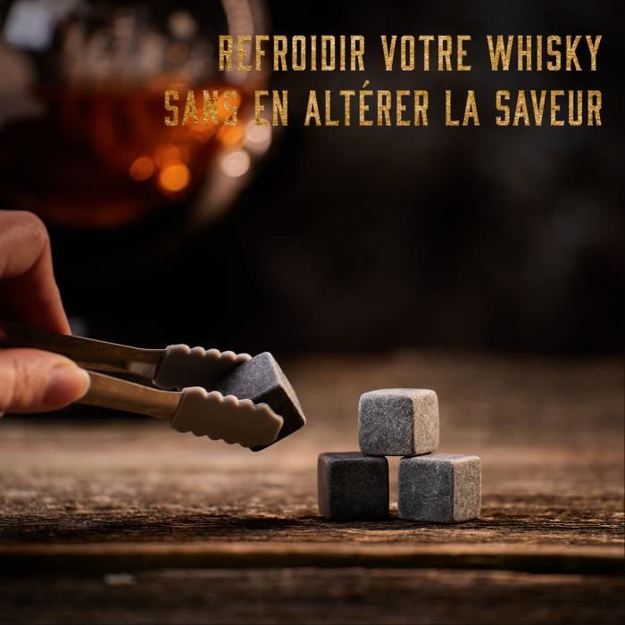 Accessoires Whisky Cadeau Homme Carafe à Whisky WhisSkey Avec 2 Verres Et 4 Pierres à Whisky - Coffret Cadeau Luxueux 1000ml, Idéal Pour Noël, Anniversaire, Amateur De Spiritueux