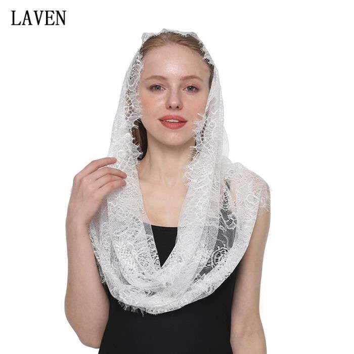 Voile Mantilla église Catholique - Dentelle Triangle Brodée - Blanc Ou Noir - Pour Femmes, Messe - 2