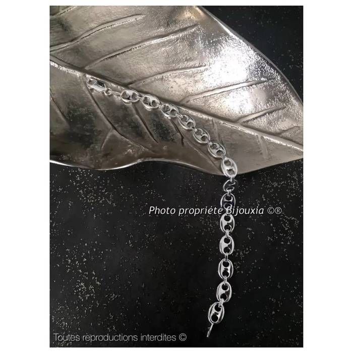 Bracelet Identité Grain De Café En Argent Massif 925 - 18 Cm, Gravure, Neuf Avec étiquettes