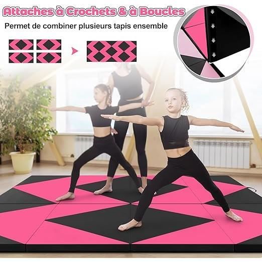 Tapis De Gymnastique Pliable - Mousse EPE, Housse PVC, 122x61 Cm, Portable