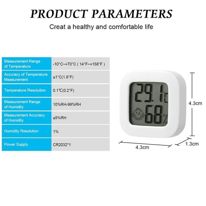 Thermomètre hygromètre intérieur numérique de haute précision, moniteur de  température et hygromètre, indicateur de confort thermo