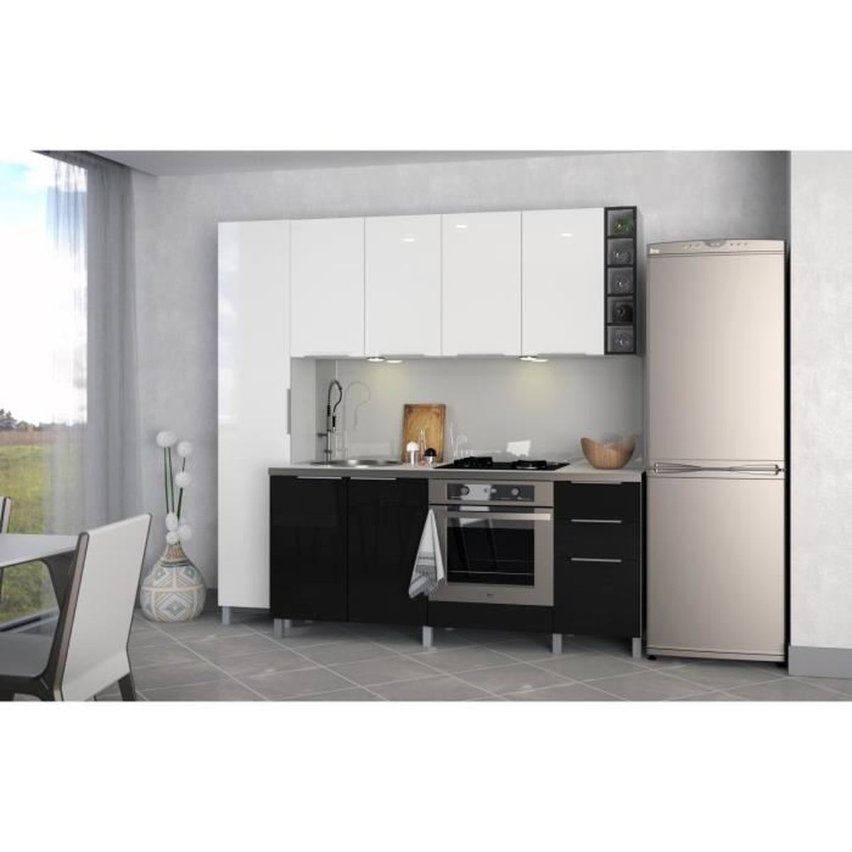 Meuble de cuisine bas sous évier - 15cm - Noir - Élément séparé Meuble de cuisine bas sous évier - 15cm - Noir - Élément séparé
