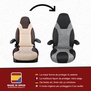 Housse De Siège Avant Camping-Car Pour Dreamer D55 Fiat Ducato 2.0 115 Multijet II (2015) - 1 Pièce Gris Confort