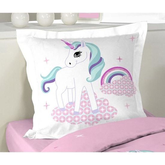 Housse De Couette Atelier Du Linge Rina Licorne - 140x200 Cm - 100% Coton Rose