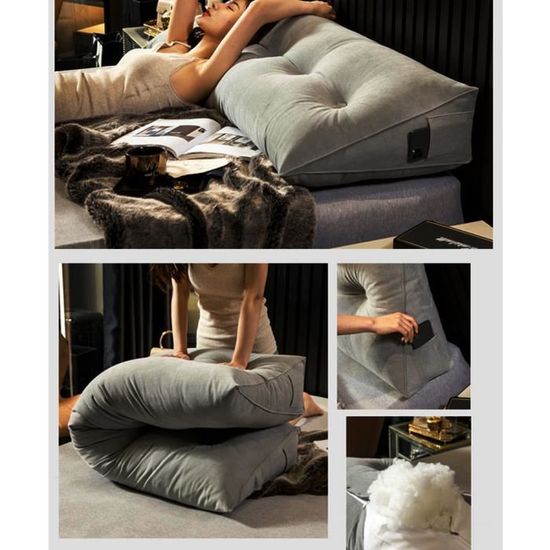 Coussin Compensé Triangulaire Lecture 100x50x20cm - Oreiller Soutien Lombaire Et Tête De Lit
