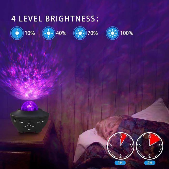 Projecteur D'ambiance étoiles Et Vagues Océaniques Caiyue – Télécommande, Lumières Réglables, Pour Chambre Enfant