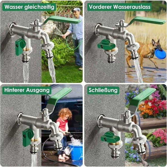 Robinet Double De Jardin,Robinet Avec 2 Sorties 3/4