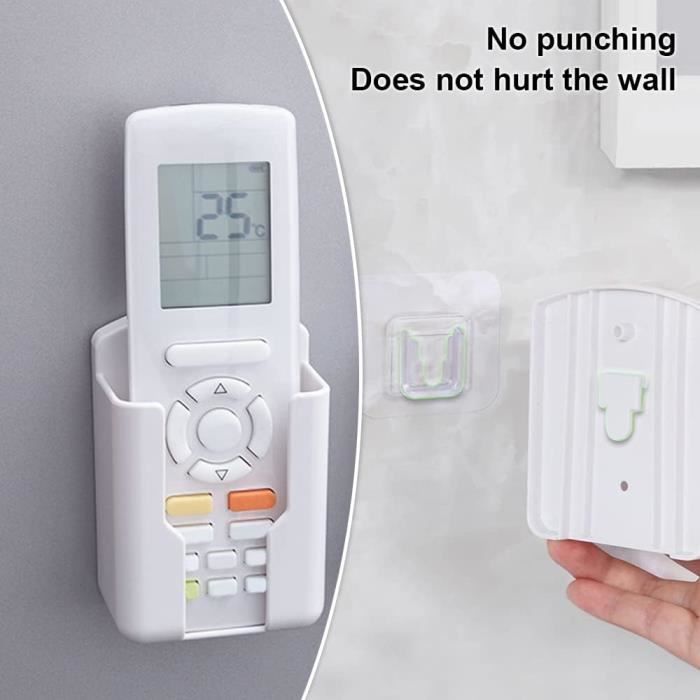 4 Pièces Blanc Mur Monté Télécommande Boîte De Rangement Auto-adhésif