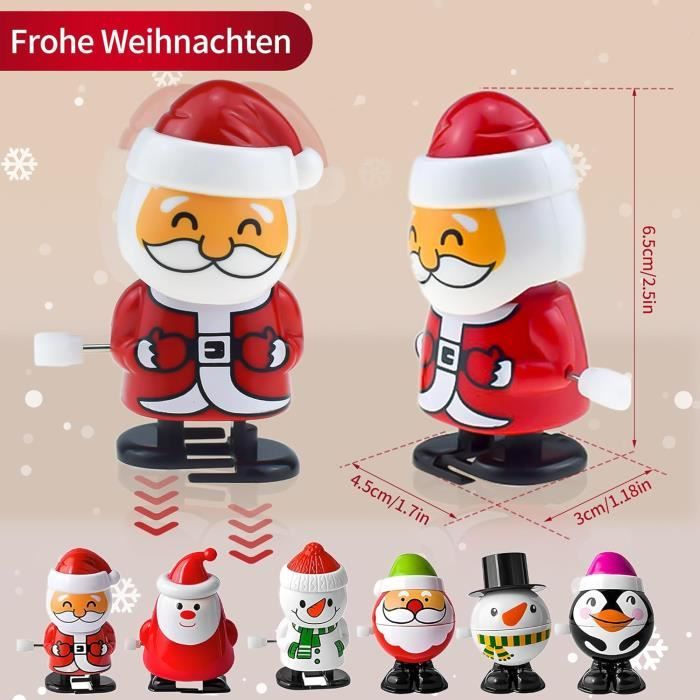 8 Jouets à Remonter Noël – Figurines Mécaniques Mignonnes Père Noël Renne Bonhomme Sapin Cadeau Enfant