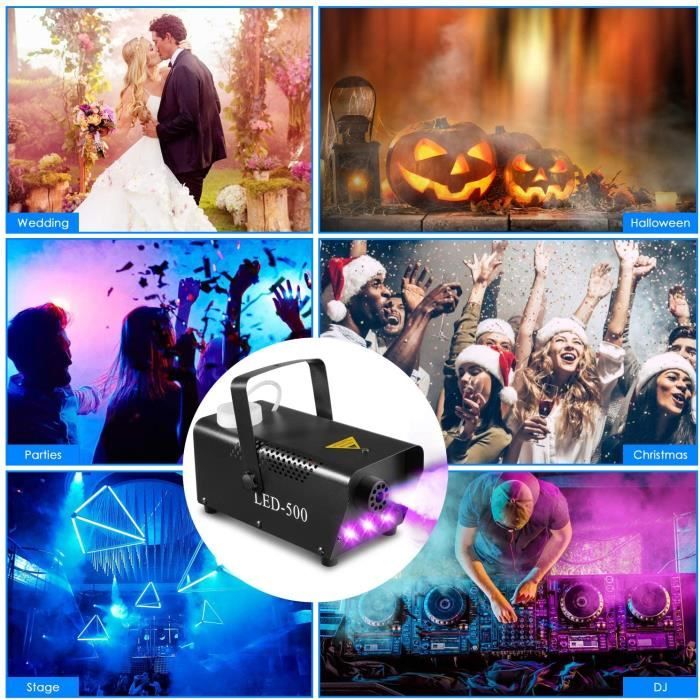 Machine à fumee 500W avec télécommande LED RGB portable pour scène soirée  mariage fête - Cdiscount TV Son Photo