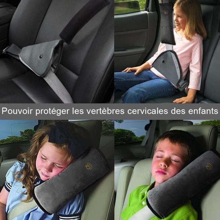 PRETTYLE Oreiller de voyage pour enfants, coussin de ceinture de sécurité  de voiture, coussin de sangle de soutien pour la tête et le cou,  confortable