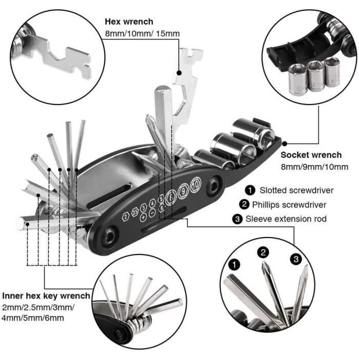 16 Outil R paration V lo Multifonctionnel Kit Anti Crevaison VTT