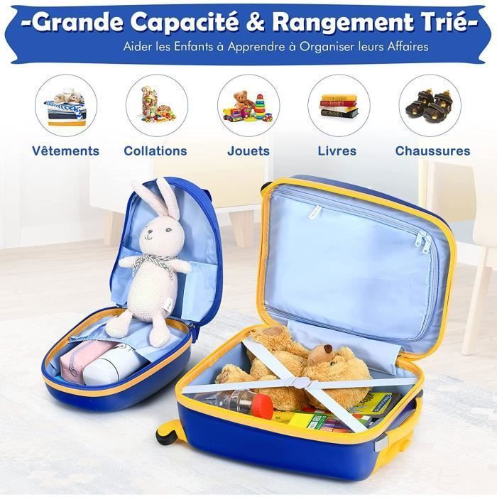 Valise Enfant HTgroce 16" Motif Chat - 4 Roues Pivotantes, ABS Rigide, Avec Oreiller Et étiquette