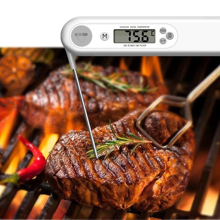 Thermomètre De Cuisine Vinmooog – Sonde – Blanc/Noir/Argent – Neuf