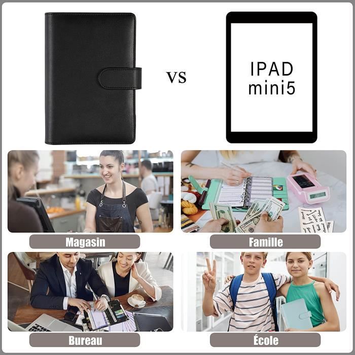 Jukibole Cahier Budget A6, Lot De 30 Reliure à 6 Trous Avec Pochettes, Feuilles Budgétaires, Autocollants D'étiquettes, Reliure à Anneaux Souple (Gris