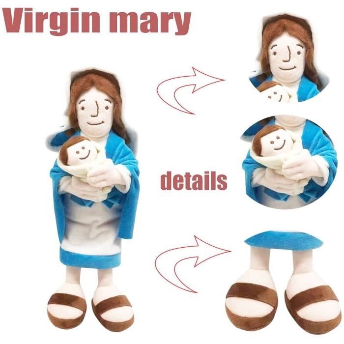 Mary Peluche Jouet Mère de Jésus Poupée en Peluche avec Jésus-Christ