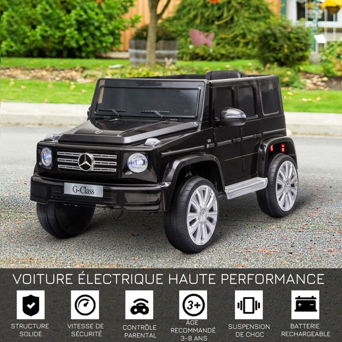 Voiture véhicule électrique Enfants 12 V 35 W V. 3-5 Km/h télécommande Effets sonores + Lumineux Blanc Mercedes GLC AMG - Jeux & Jouets