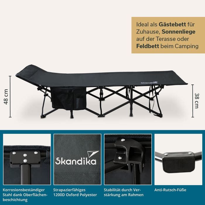 Lit De Camp Pliable Sportneer 190x70cm - 150kg Charge - Aluminium Léger - Randonnée/Camping