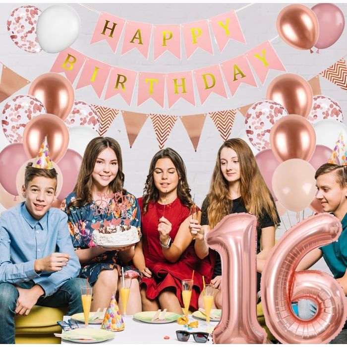 Ballon Anniversaire - Happy Birthday - Chiffre 2 - Rose - 40 Pouces - Décoration Fête Enfant - Maison