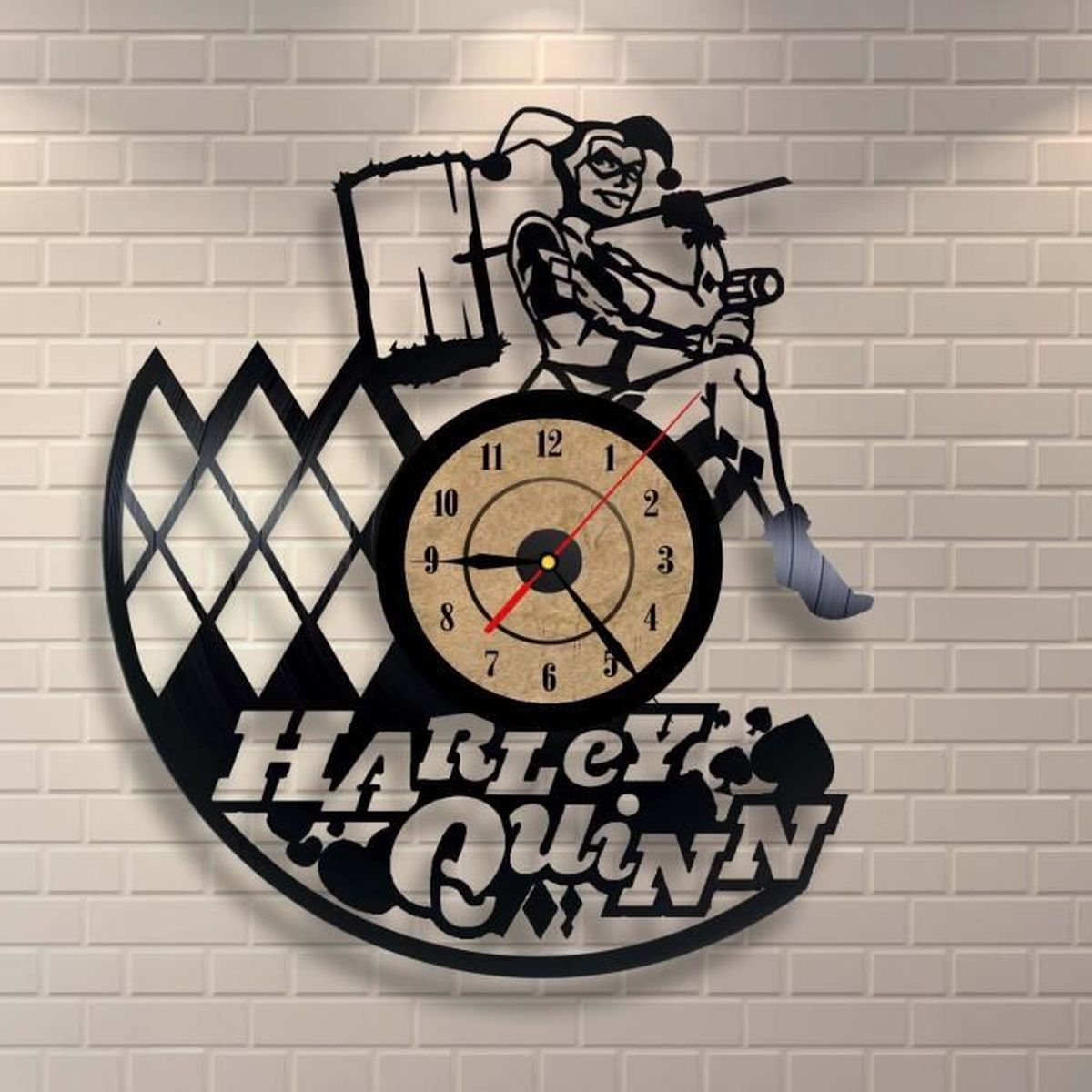 Horloge Vinyle Harley Quinn Cadeau De Decoration Murale Pour Lui Ou Son Achat Vente Horloge Pendule Cdiscount