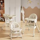 6 en1 Chaise haute enfant pliable-MENGDA-Chaise de cuisine-plateau double-cheval à bascule-réglable en hauteur-Beige