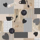 DOULITO Nappe Toile cirée au mètre - Largeur 140 cm - Motifs graphiques et tasses à café - Multicolore