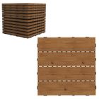GOPLUS 27 Dalles En Bois D’Acacia Emboîtables,30x30CM Couvrant Une Surface De 2,43 ㎡,Revêtement