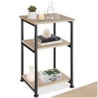 TABLE D'APPOINT - TECTAKE - Table d'appoint MEMPHIS avec 3 Plateaux en Bois et Acier - Bois Clair