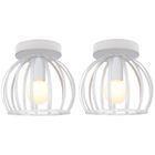 WOTTES UNI 2PCS Lampe de Plafond Industrielle E27 Plafonnier Lustre Suspension Luminaire Metal Blanc