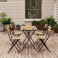 Salon de jardin 5 pièces Bovino avec table et 4 chaises pliantes noir naturel