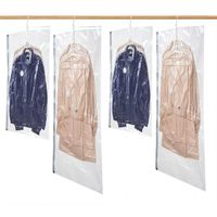 4PCS Sacs de Rangement sous Vide Suspendus pour vêtements, (135x70cm et 105x70cm), Housse sous Vide pour costumes, manteaux, vestes