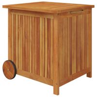 Coffre boîte meuble de jardin rangement avec roues 60 x 50 x 58 cm bois acacia