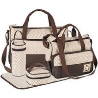 Ensemble 5 pièces Mommy bag, portefeuille à langer et sac maman bébé, étanche, multifonction, grande contenance marron