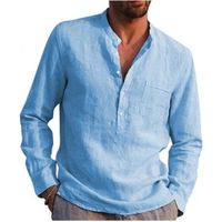 cotton Line Chemises à manches longues pour hommes Été tf0304hts04er Bleu