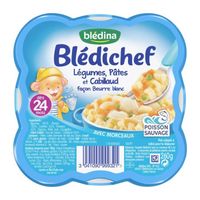 BLEDINA Blédichef Légumes pâtes et cabillaud blanc - 260 g - Dès 24 mois